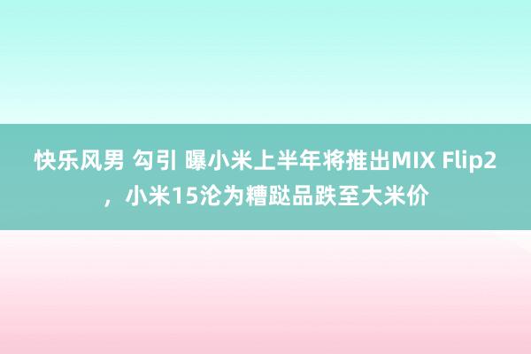 快乐风男 勾引 曝小米上半年将推出MIX Flip2，小米15沦为糟跶品跌至大米价