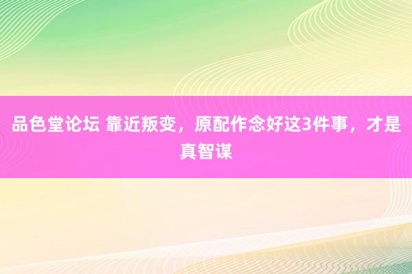 品色堂论坛 靠近叛变，原配作念好这3件事，才是真智谋