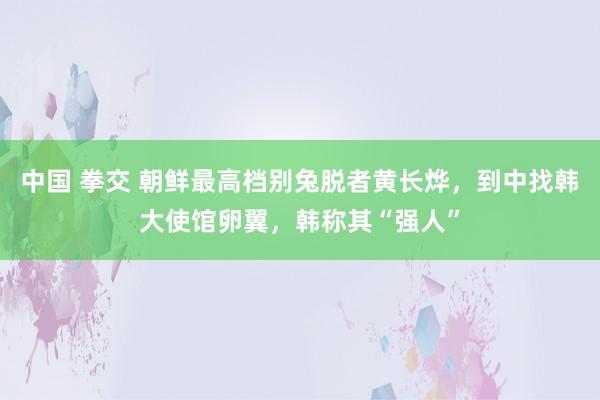 中国 拳交 朝鲜最高档别兔脱者黄长烨，到中找韩大使馆卵翼，韩称其“强人”