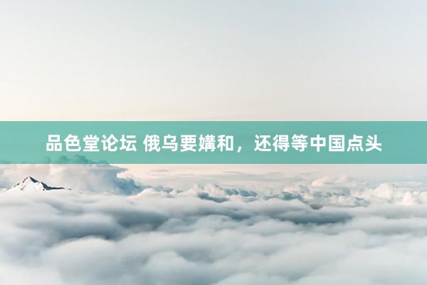 品色堂论坛 俄乌要媾和，还得等中国点头
