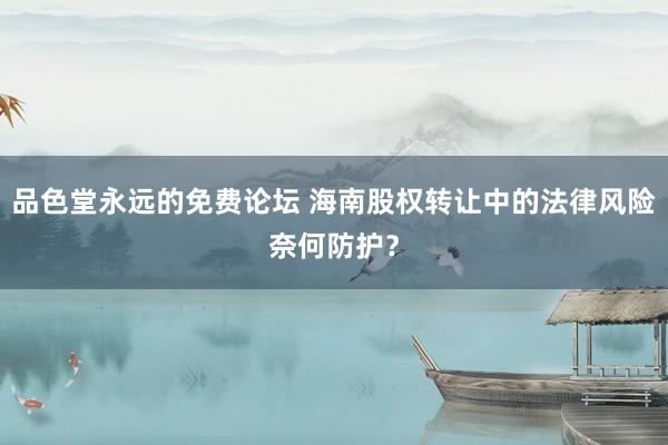 品色堂永远的免费论坛 海南股权转让中的法律风险奈何防护？
